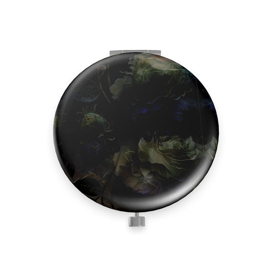 Dark Floral Pocket Mirror, Moody Botanical Compact Mirror, Goth Aesthetic Makeup Mirror, Vintage Style Purse Mirror, Gift for Her