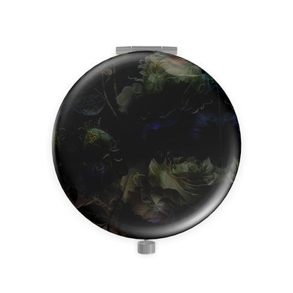 Dark Floral Pocket Mirror, Moody Botanical Compact Mirror, Goth Aesthetic Makeup Mirror, Vintage Style Purse Mirror, Gift for Her