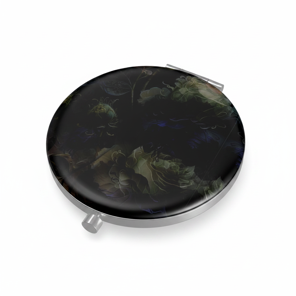 Dark Floral Pocket Mirror, Moody Botanical Compact Mirror, Goth Aesthetic Makeup Mirror, Vintage Style Purse Mirror, Gift for Her