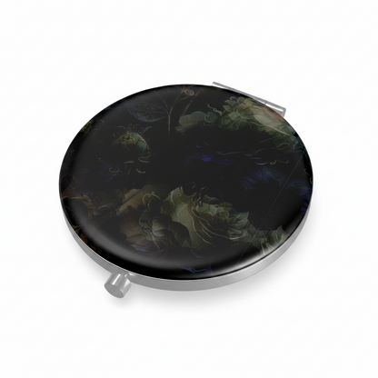 Dark Floral Pocket Mirror, Moody Botanical Compact Mirror, Goth Aesthetic Makeup Mirror, Vintage Style Purse Mirror, Gift for Her