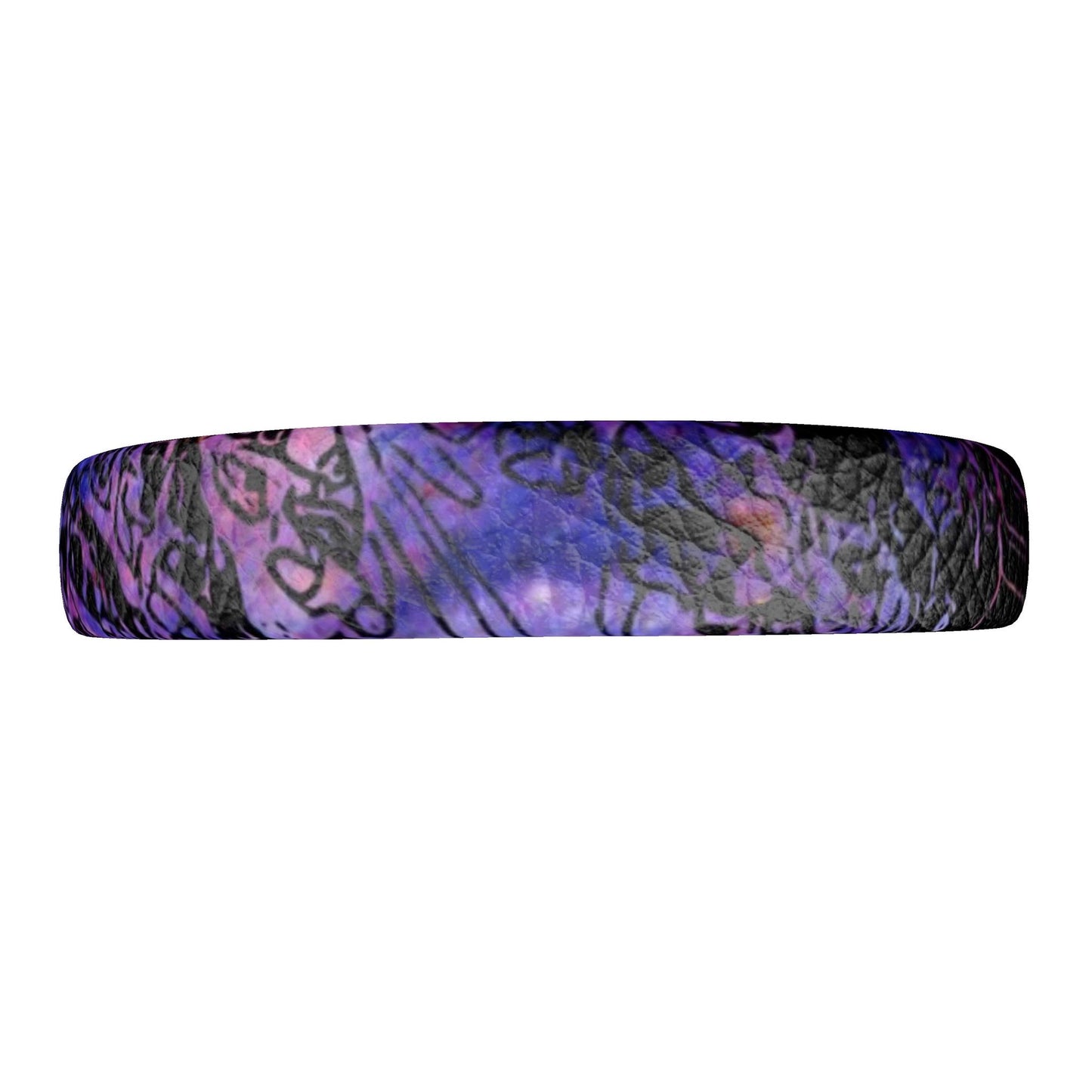 Leather Headband, Purple and Black Printed Hair Band, Padded Hair Accessory, Abstract Design Hair Hoop, Gift for Women