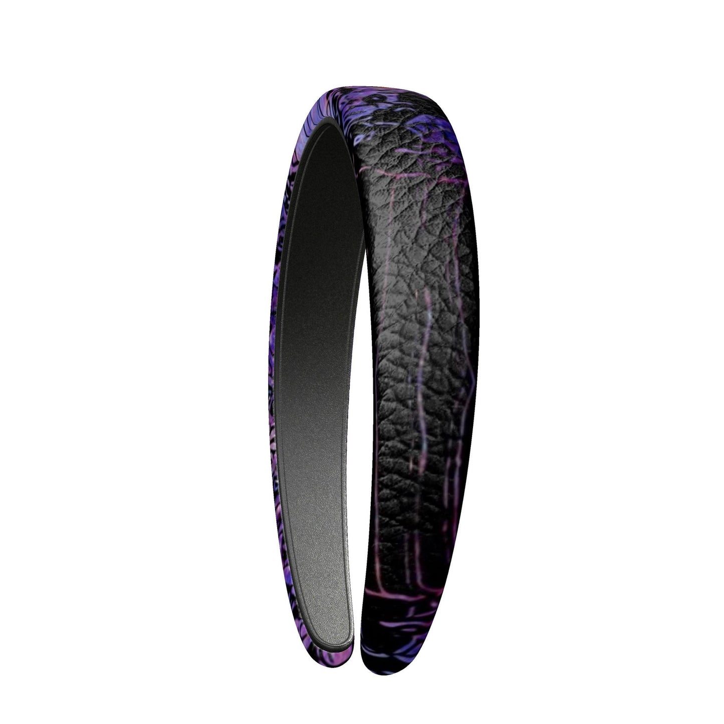 Leather Headband, Purple and Black Printed Hair Band, Padded Hair Accessory, Abstract Design Hair Hoop, Gift for Women