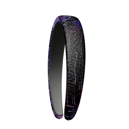 Leather Headband, Purple and Black Printed Hair Band, Padded Hair Accessory, Abstract Design Hair Hoop, Gift for Women