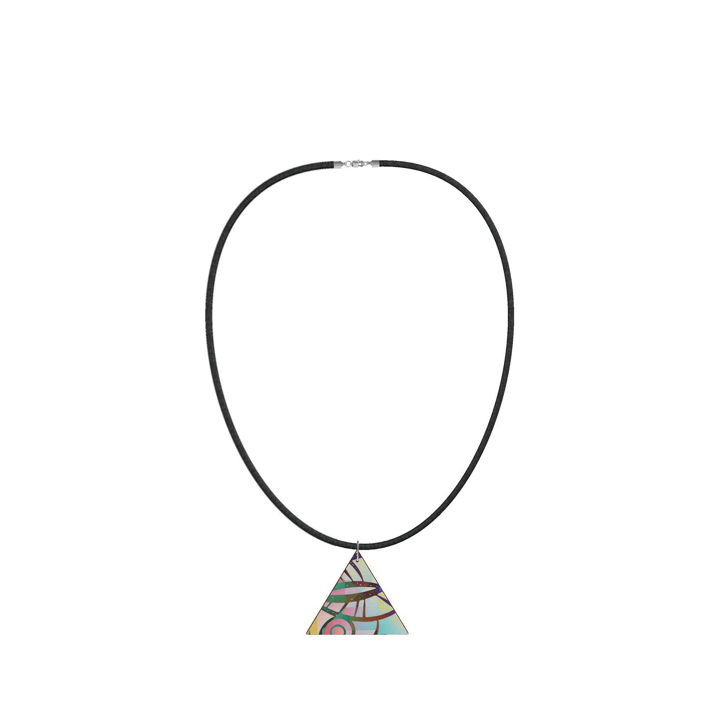 Geometric Triangle Pendant Necklace | Handcrafted Abstract Art Jewelry | Black Cord Statement Necklace, Unique Gift for Women