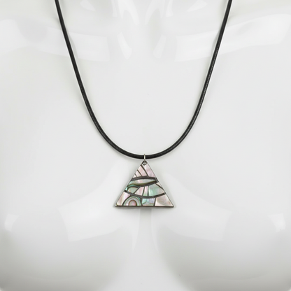 Geometric Triangle Pendant Necklace | Handcrafted Abstract Art Jewelry | Black Cord Statement Necklace, Unique Gift for Women