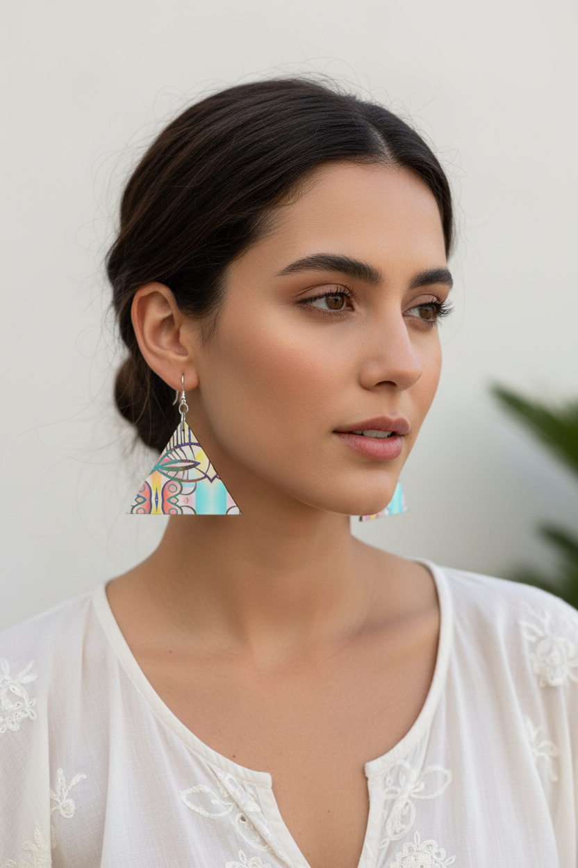 Wooden Earrings Geometric Shapes