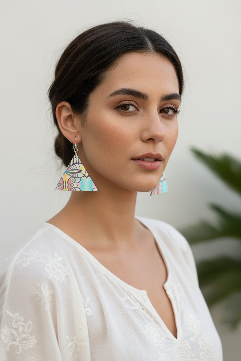 Wooden Earrings Geometric Shapes