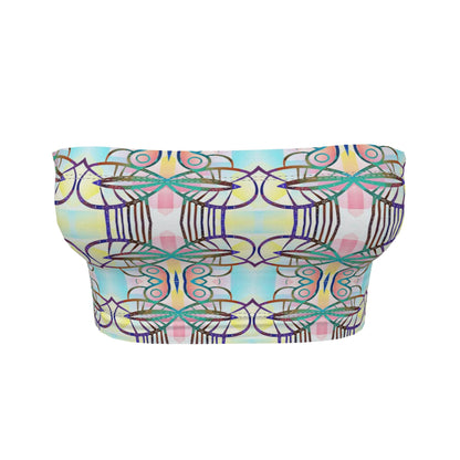 Colourful Geometric Print Strapless Boob Tube Crop Top