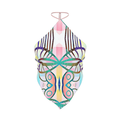 Colourful Geometric Print Halterneck Top