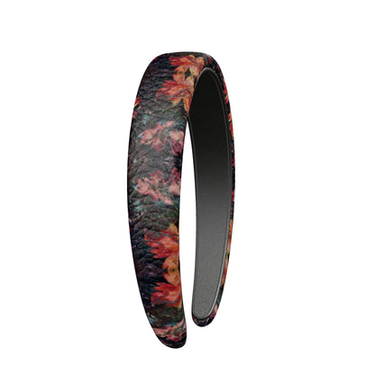 A Floral Printed Leather Padded Headband