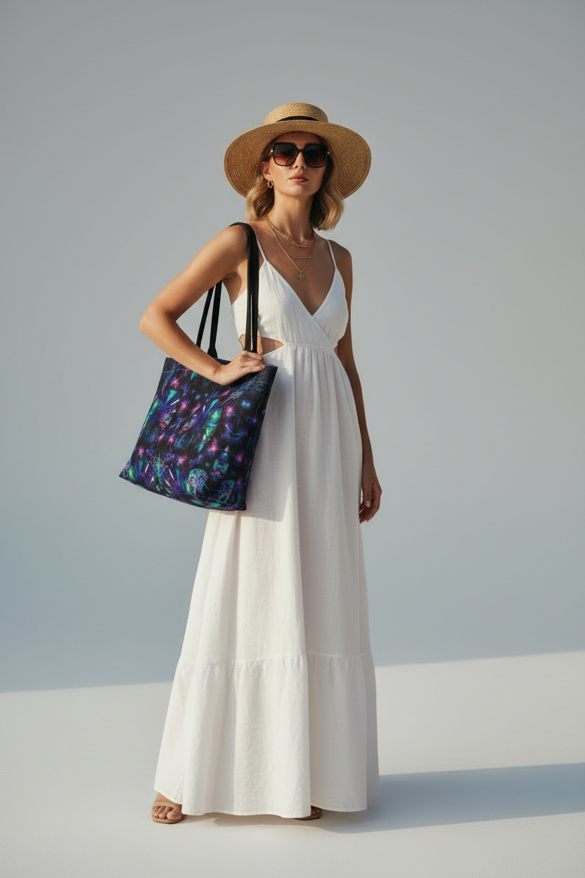 Abstract Neon Floral Everyday Carryall Tote Bag