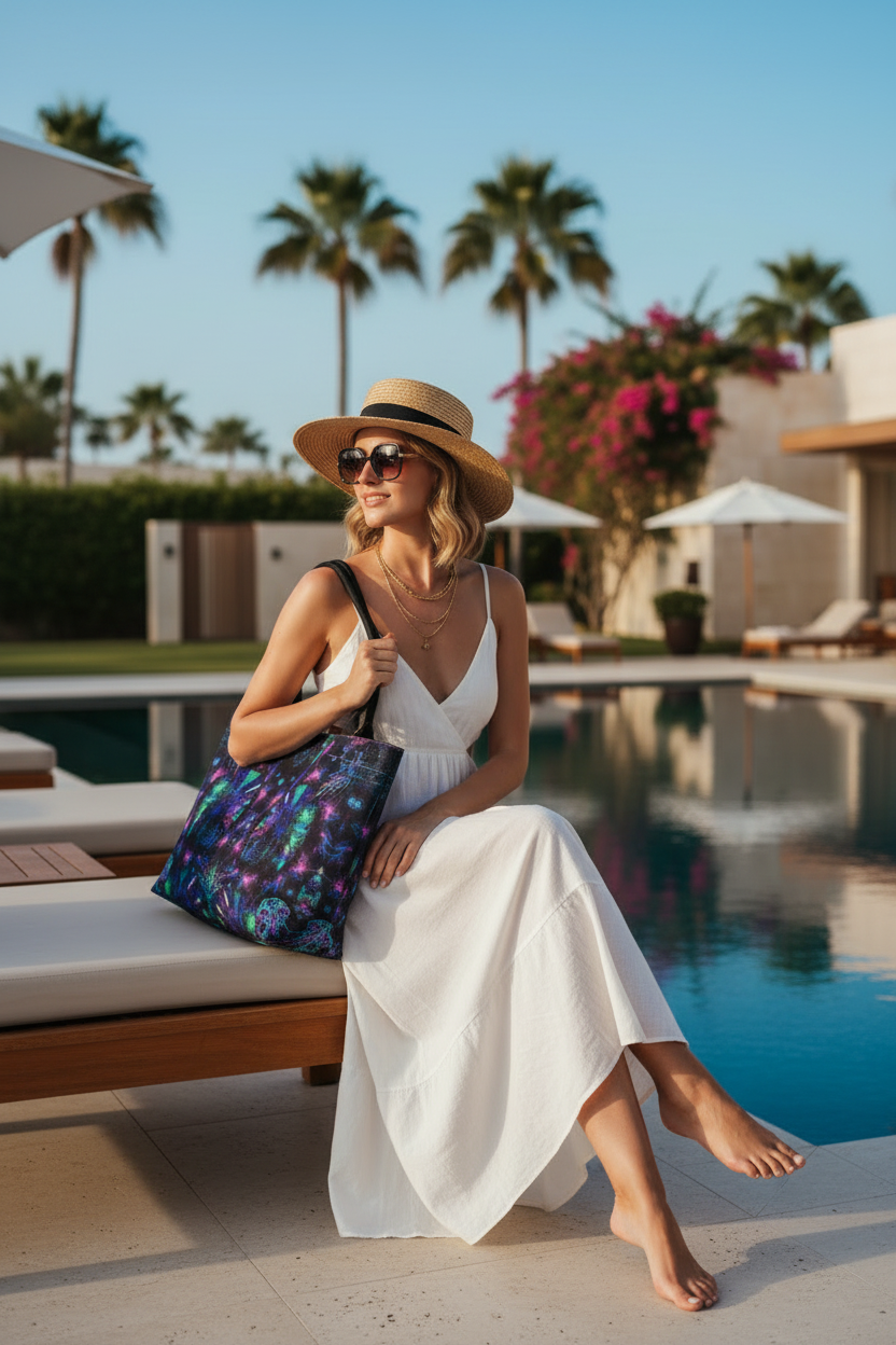 Abstract Neon Floral Everyday Carryall Tote Bag