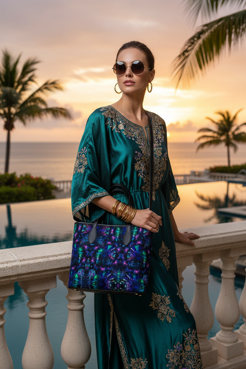 Abstract Kaleidoscope Leather City Shopper Bag