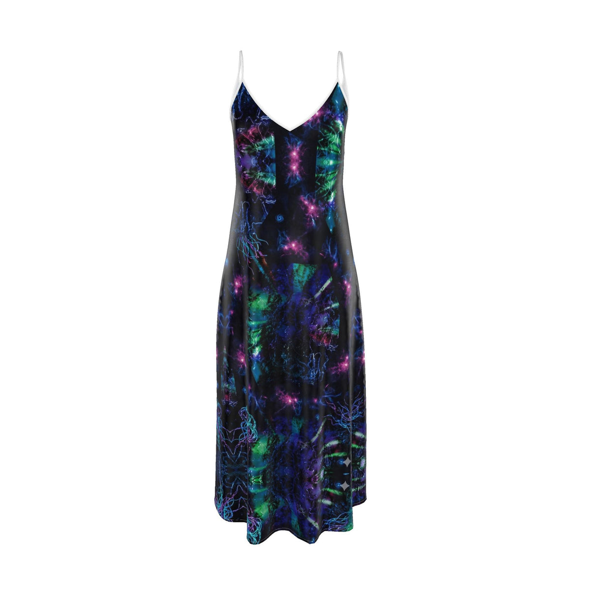 Cosmic Nebula V-Neck Maxi Slip Dress