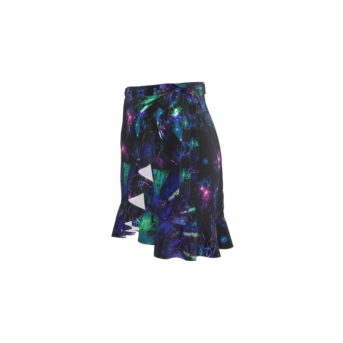 Celestial Nebula Printed Flounce Mini Skirt