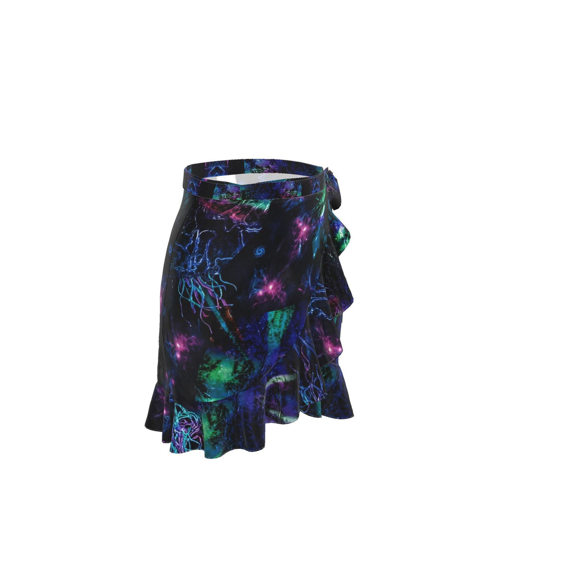 Celestial Nebula Printed Flounce Mini Skirt