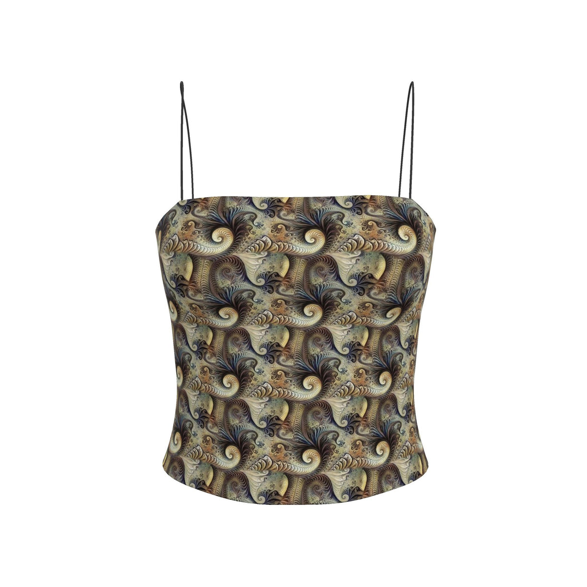 Earth-Toned Fractal Swirl Strappy Top