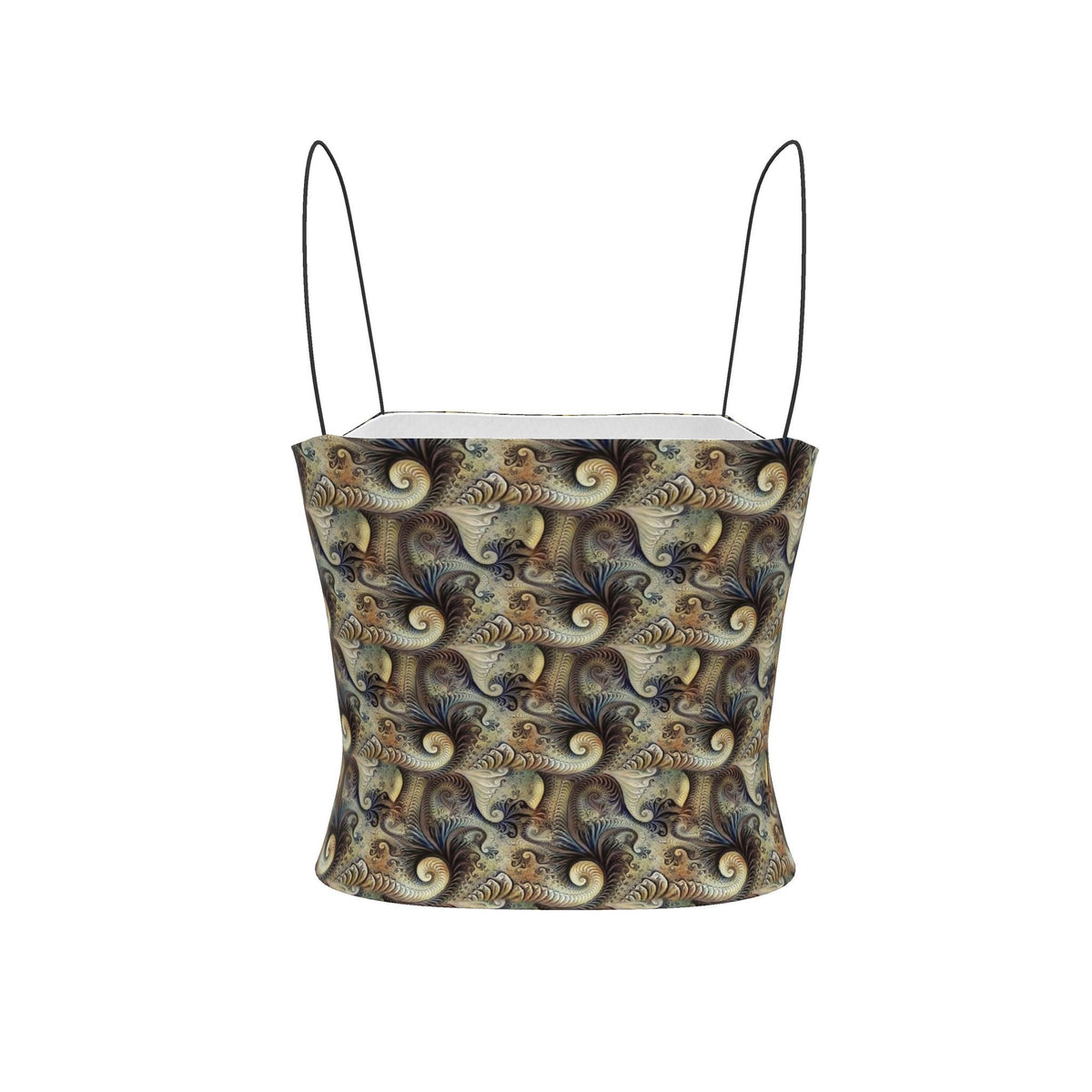 Earth-Toned Fractal Swirl Strappy Top