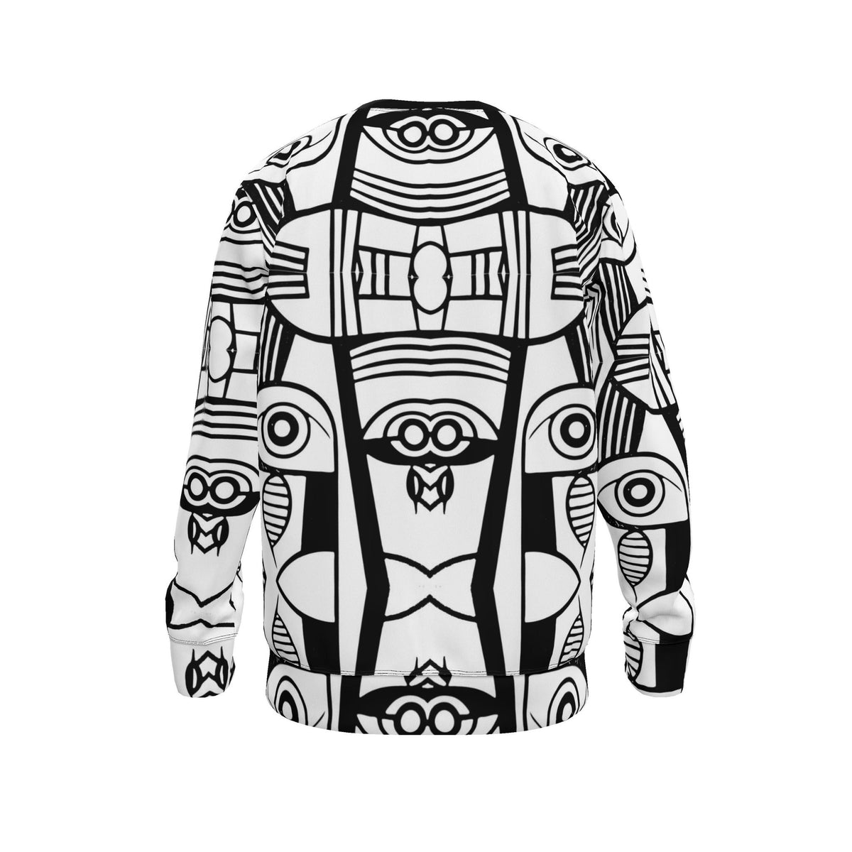 Monochrome Tribal Art Sweatshirt–Black & White Graphic Pullover Jumper