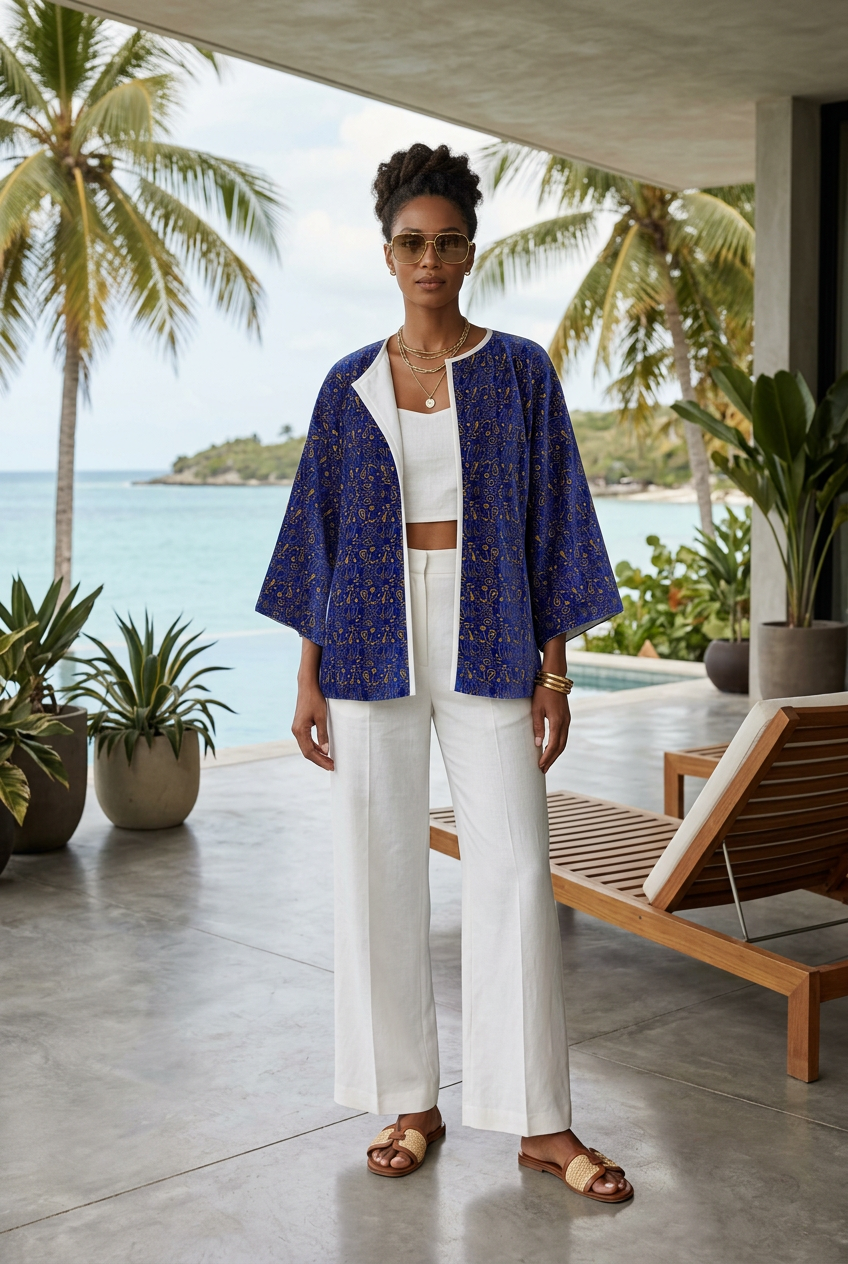 Abstract Blue & Gold Kimono Jacket, Artistic Open Front kimono jacket, Oversized Boho Robe, Contemporary Patterned Cover Up, Anome Statement Outerwear