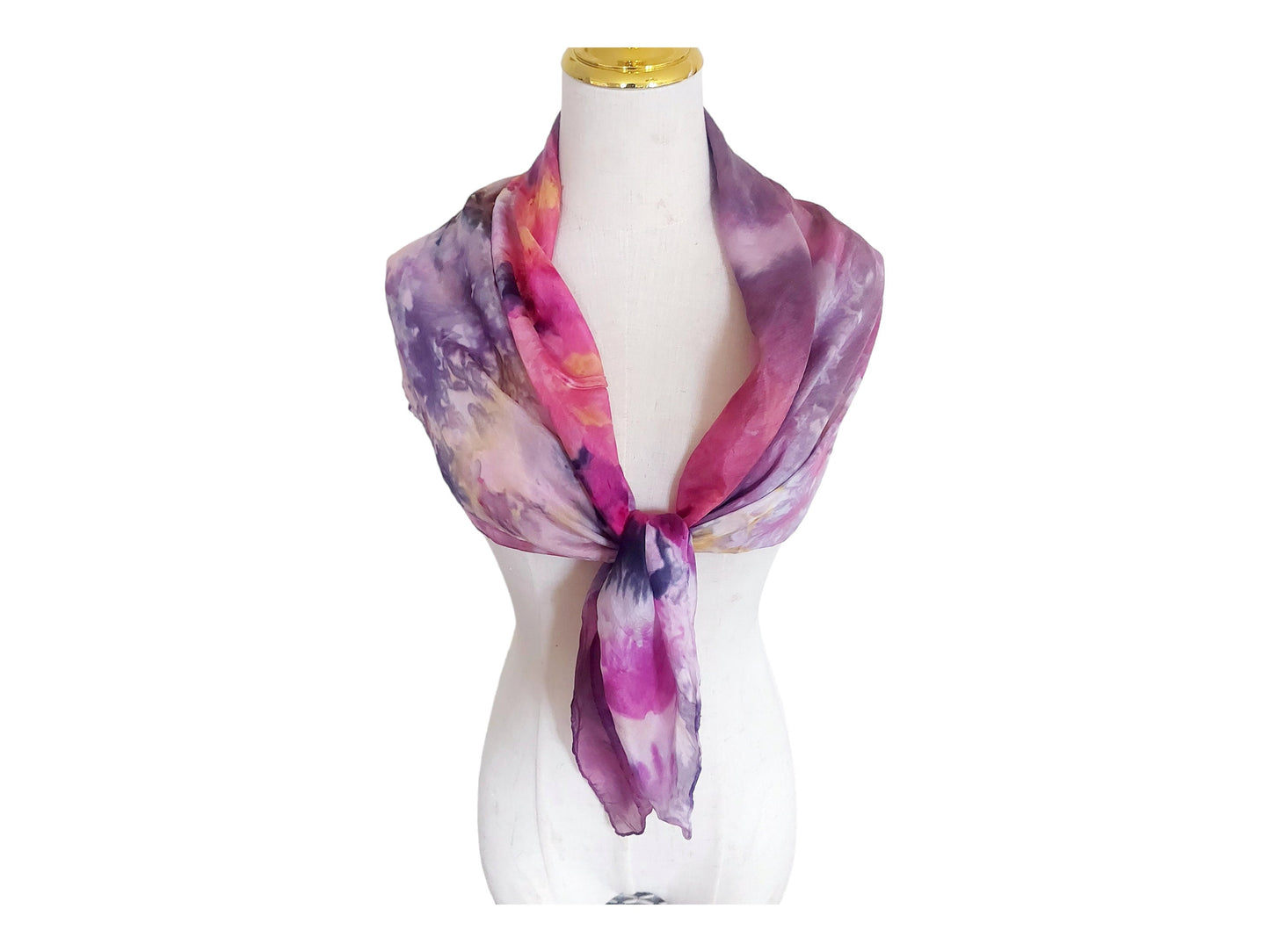 Ice-Dyed Silk Scarf: Pink, Black & Gold Wearable Art