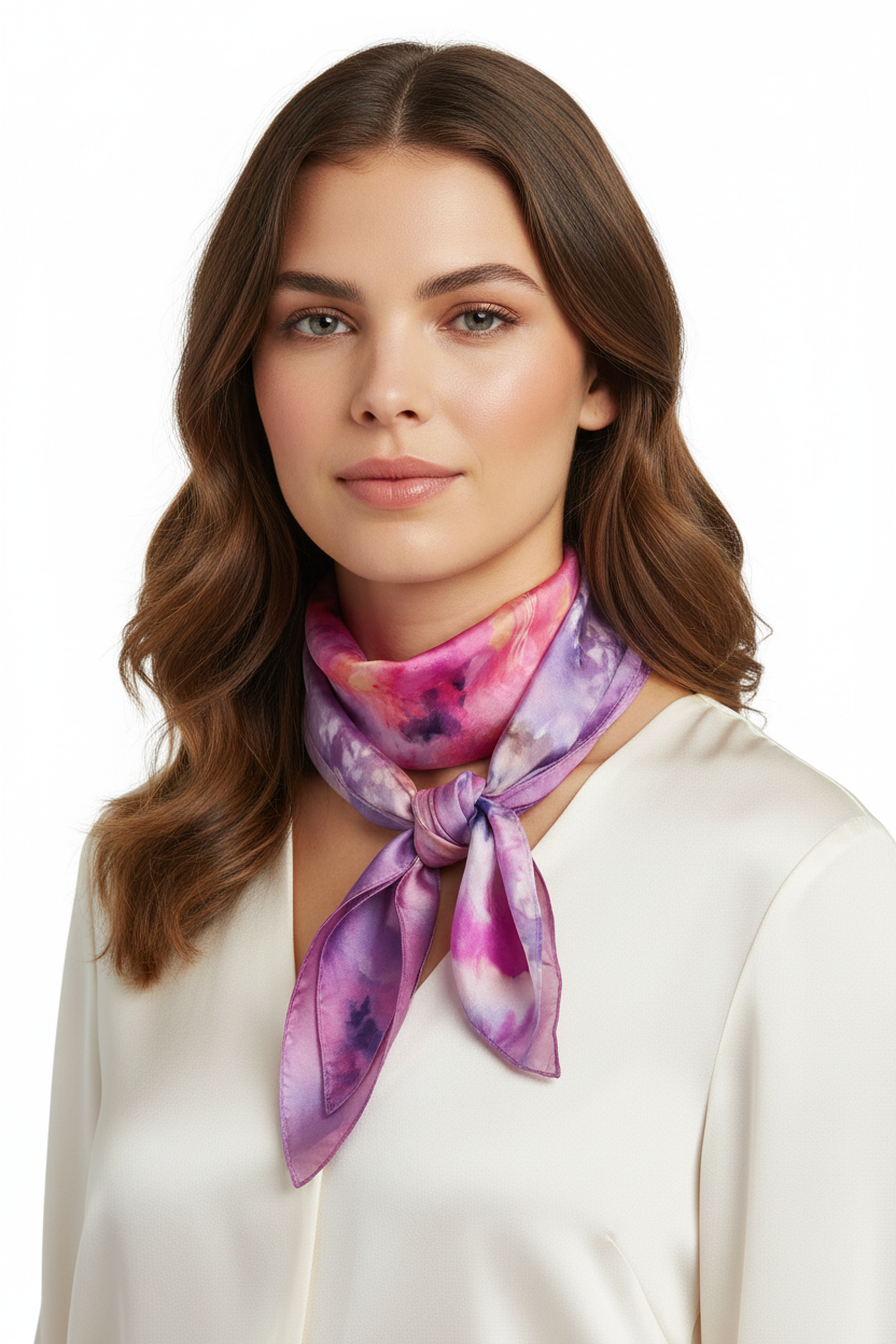 Ice-Dyed Silk Scarf: Pink, Black & Gold Wearable Art