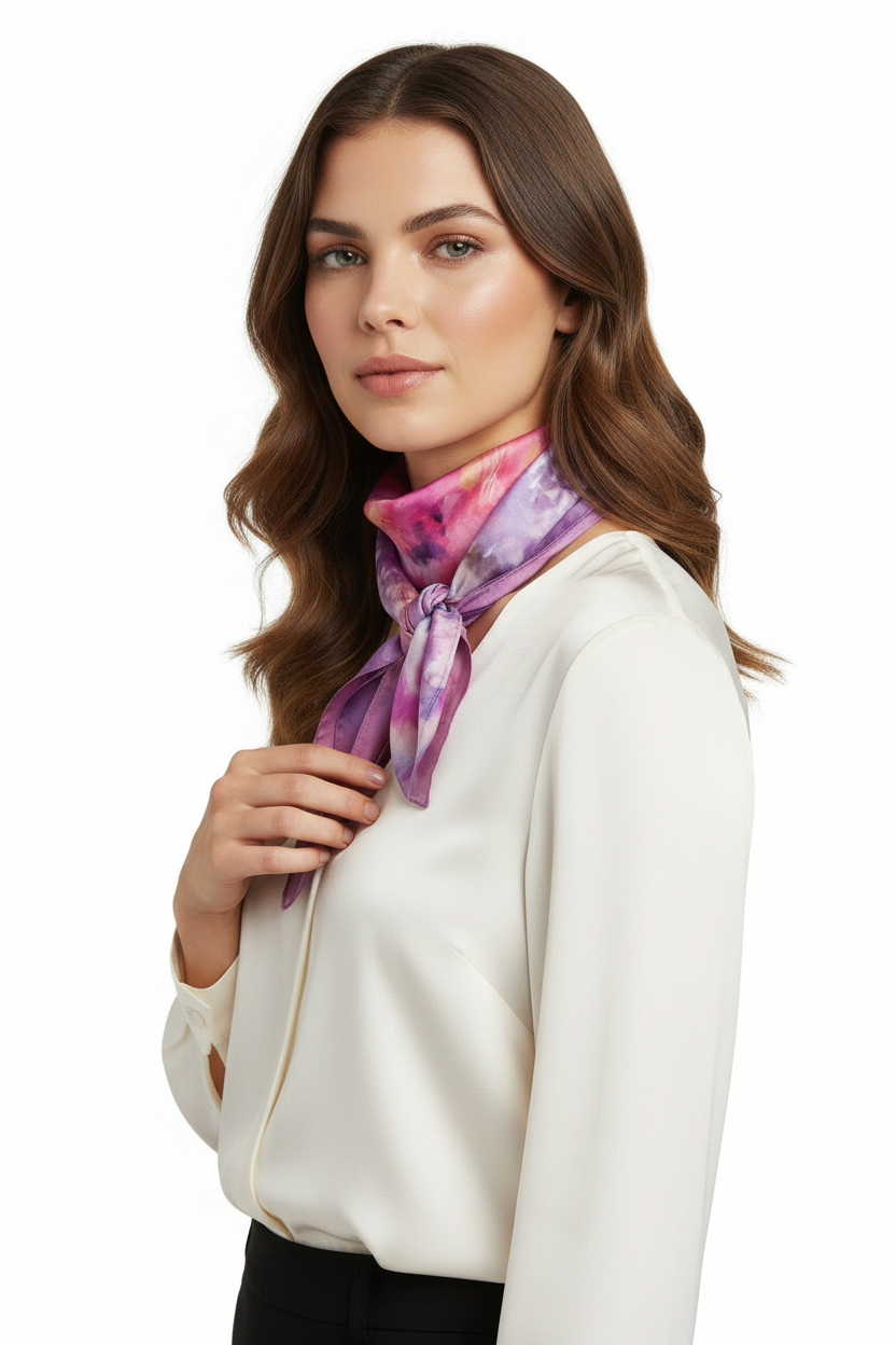 Ice-Dyed Silk Scarf: Pink, Black & Gold Wearable Art