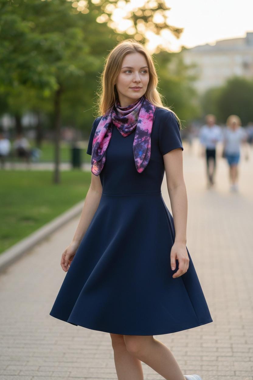 Handmade Icedyed Silk Scarf: Women's Fashion Neckerchief