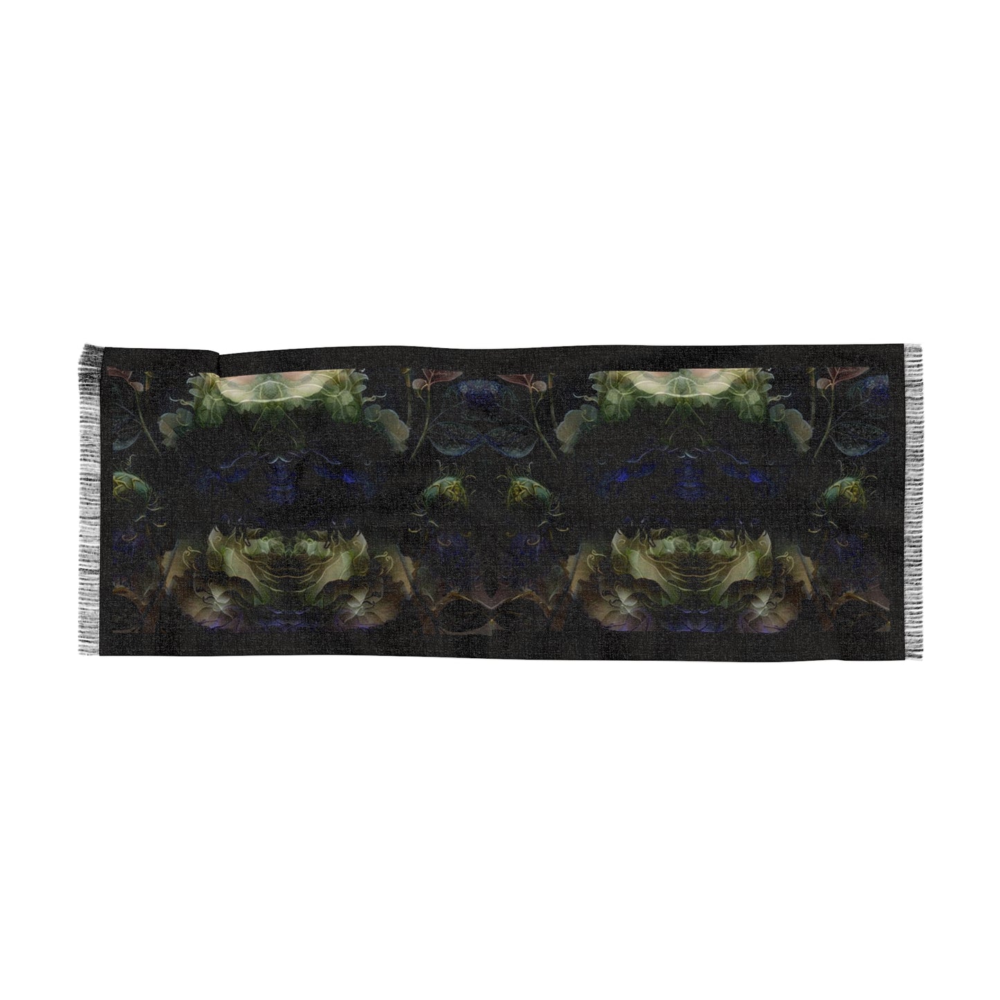 Dark Floral Lightweight Scarf — Subtle Abstract Garden Print