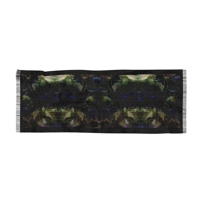 Dark Floral Lightweight Scarf — Subtle Abstract Garden Print