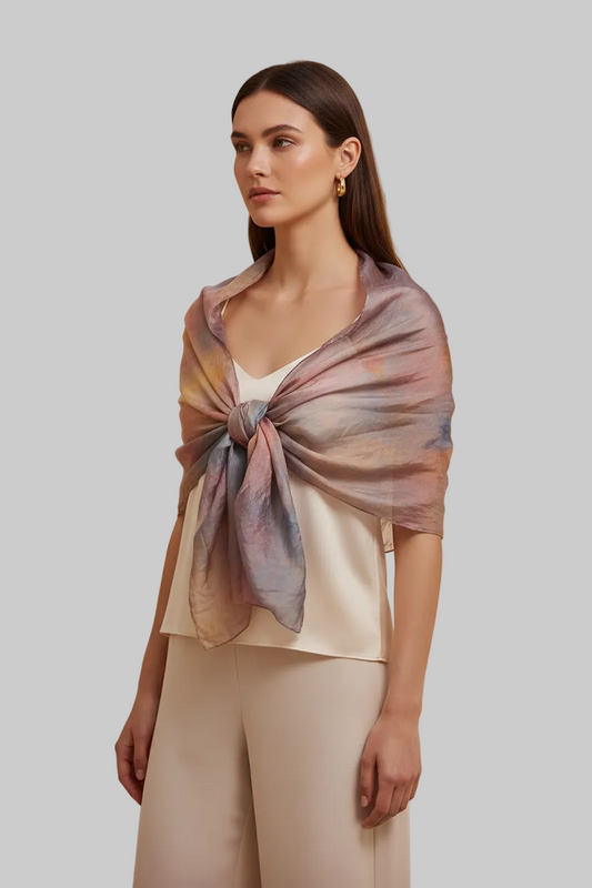 Multicoloured Bronze and Gold Shawl: Earthy Tones Soft Scarf