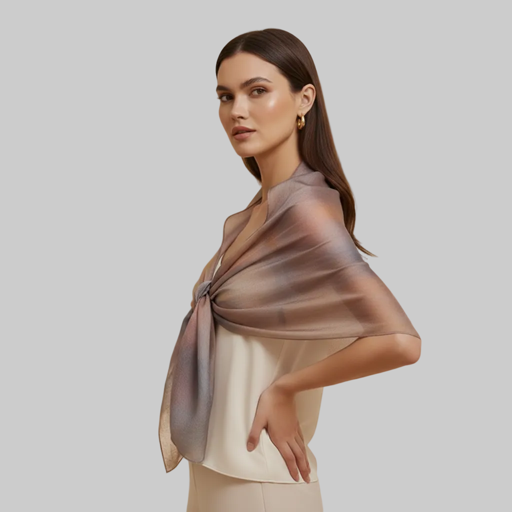 Multicoloured Bronze and Gold Shawl: Earthy Tones Soft Scarf