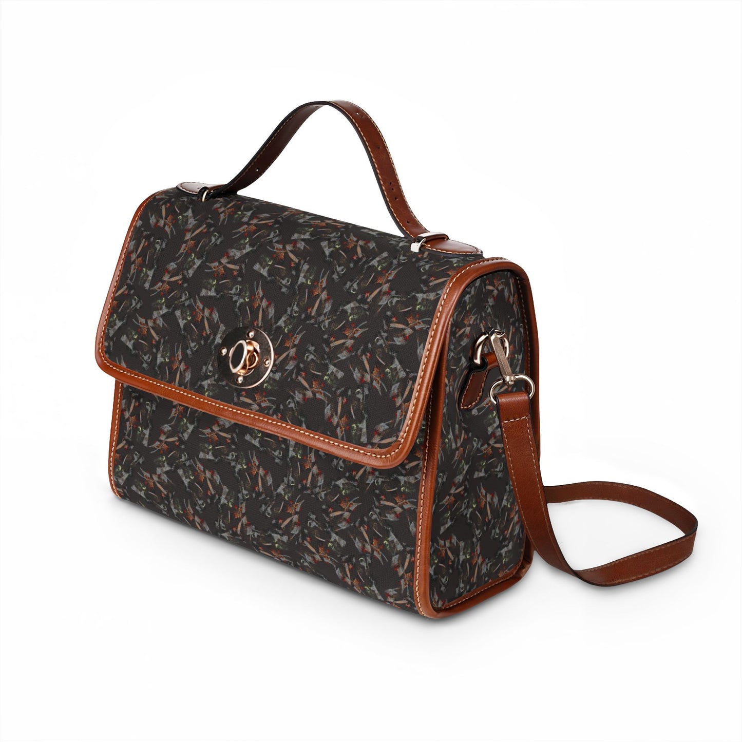 Waterproof Canvas Bag — Dark Abstract Pattern Satchel for Everyday Commute