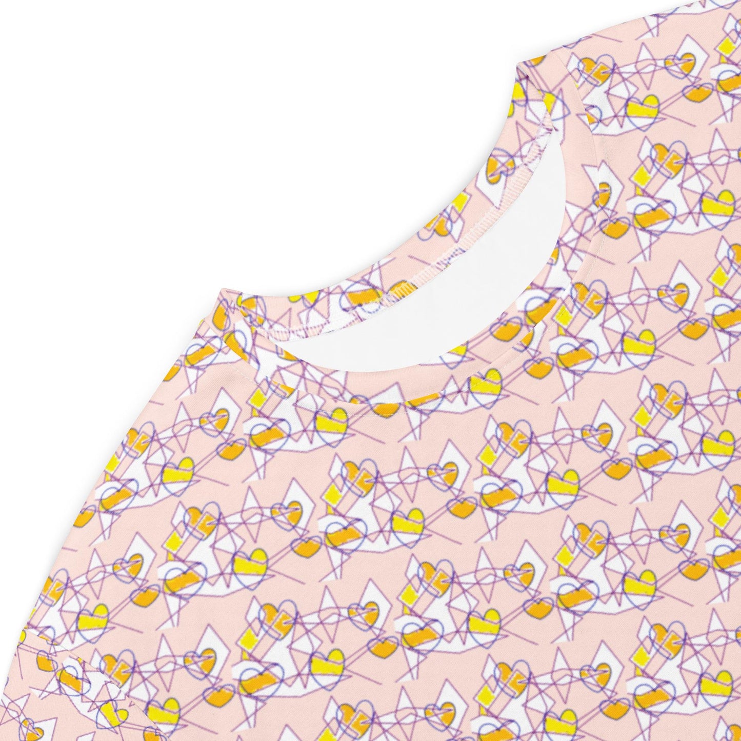 T-shirt dress, Light Peach Pink Elegant T-Dress- Abstract Print