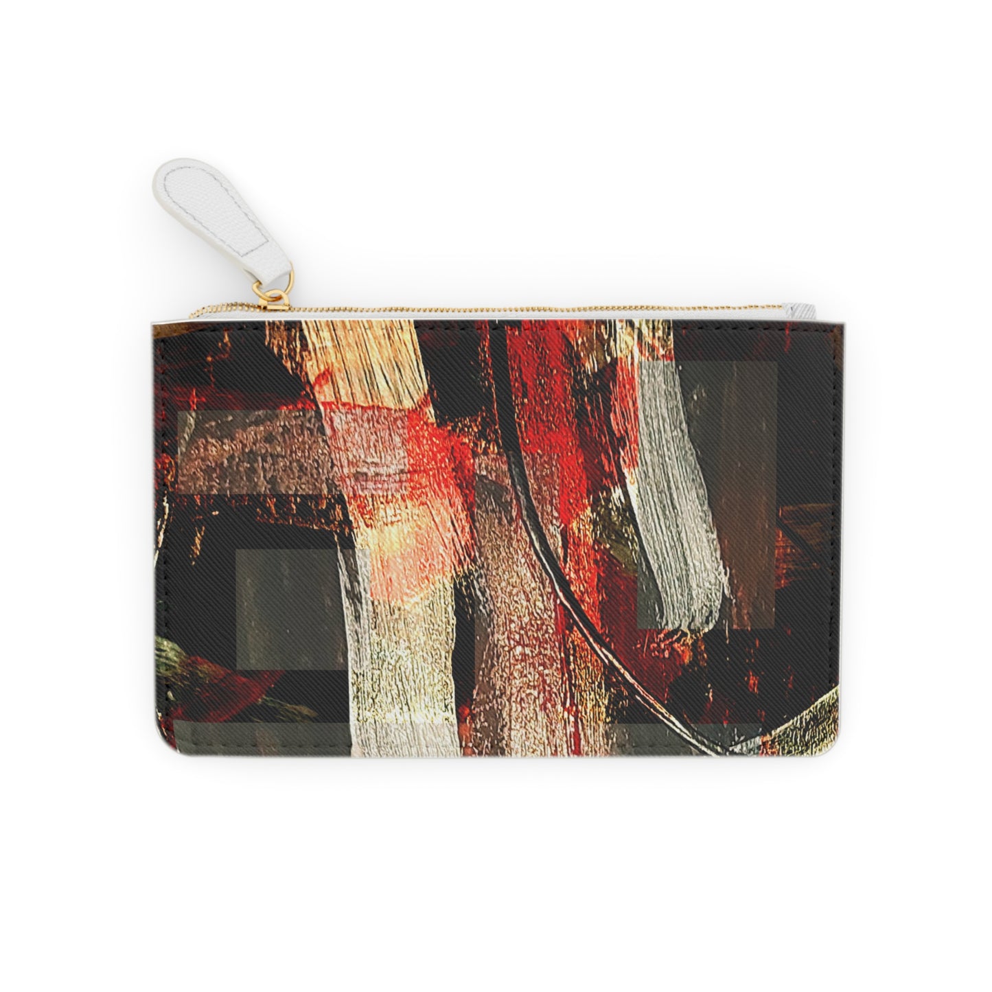 Abstract Red & Black Mini Clutch Bag – Artistic Brushstroke Wristlet Purse