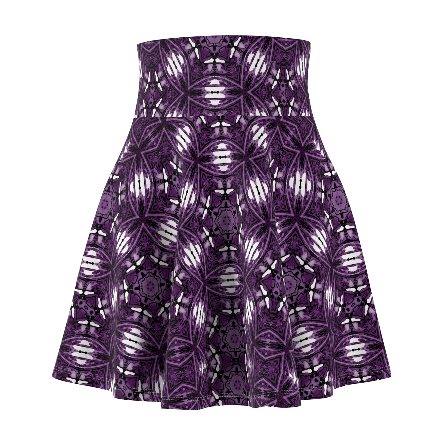 Purple Kaleidoscope Skater Skirt — Abstract Mandala Print