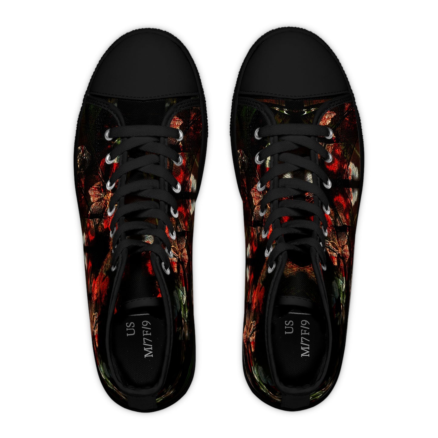 Women's High Top Sneakers — Dark Floral Grunge Print