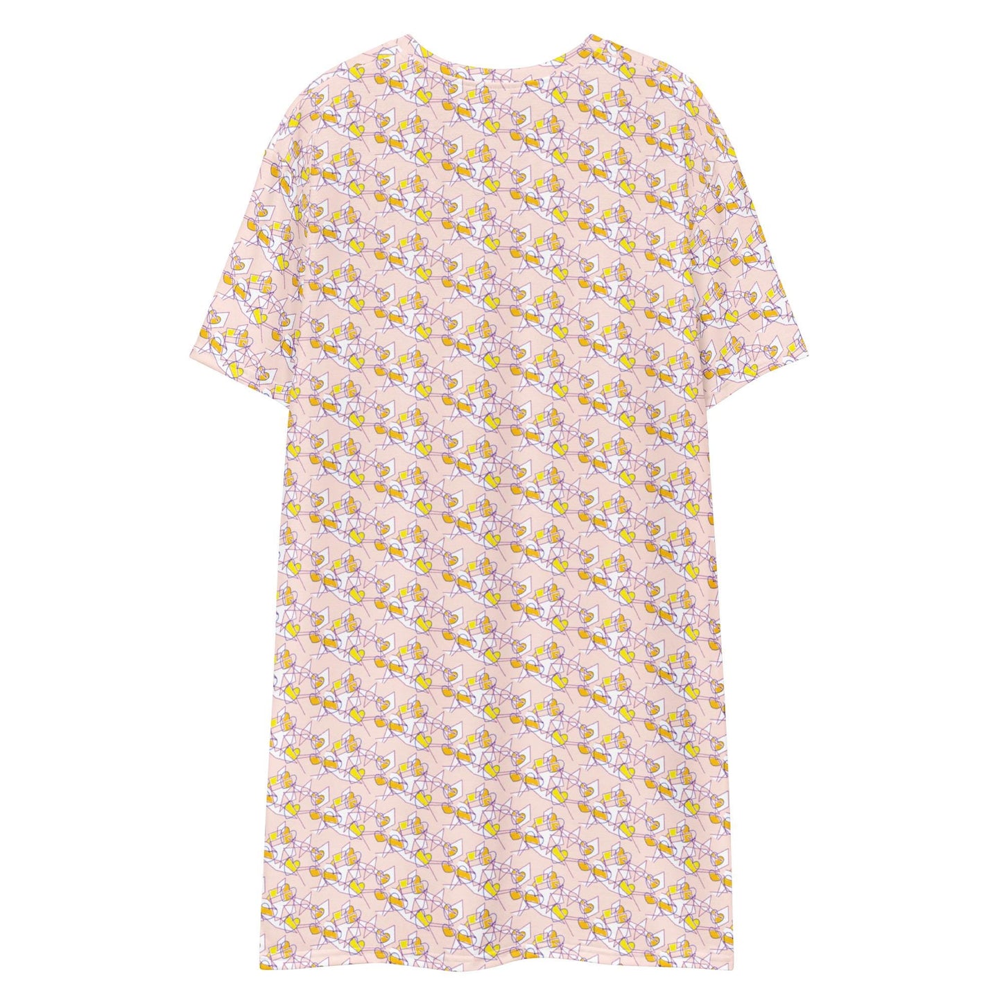 T-shirt dress, Light Peach Pink Elegant T-Dress- Abstract Print