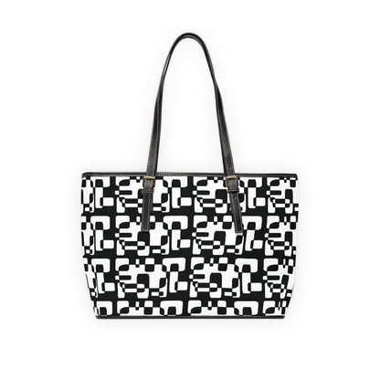 Geometric Black & White PU Shoulder Bag