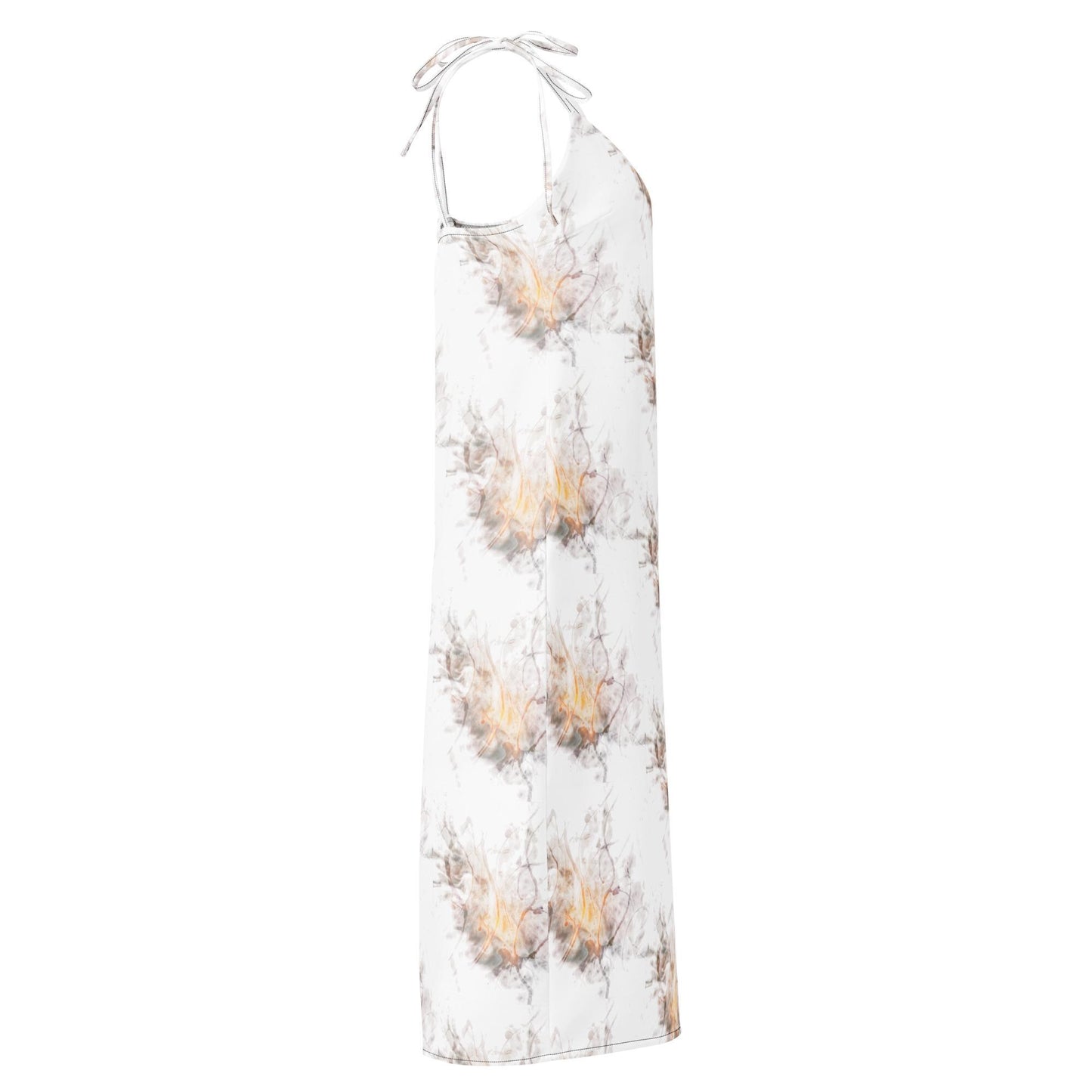 Floral Chiffon Slip Dress: Adjustable Tie Straps, Built-In Bra