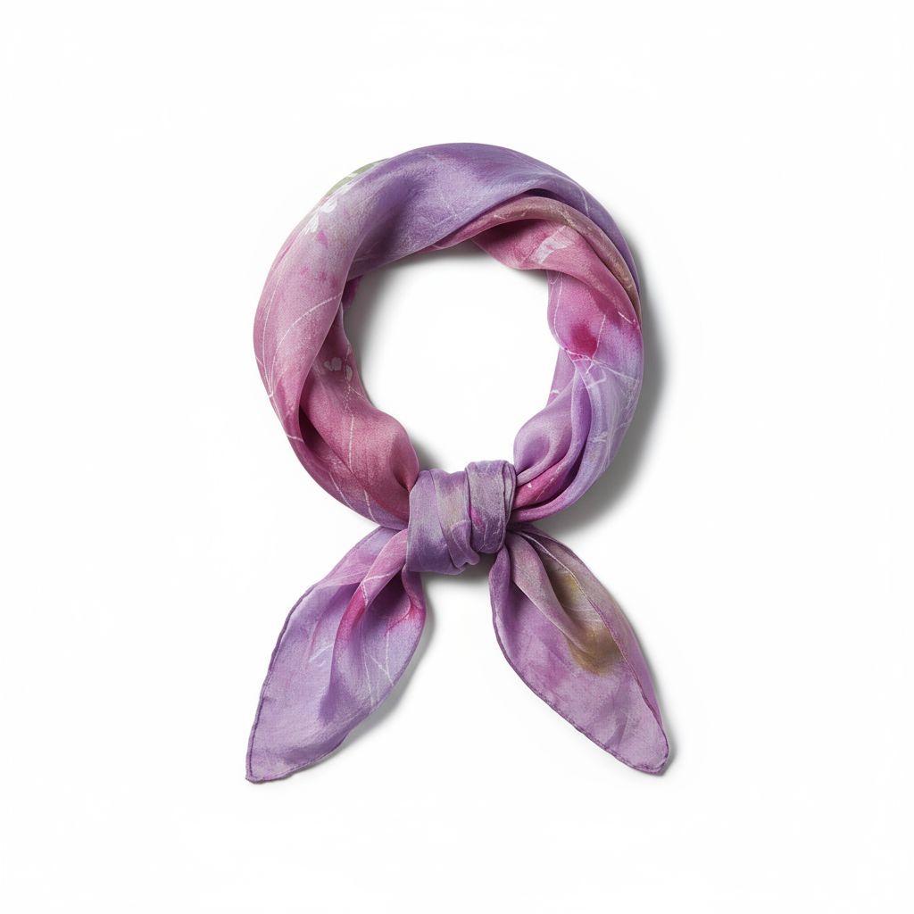 Pink and Green Batik Silk Scarf with Metallic Accents
