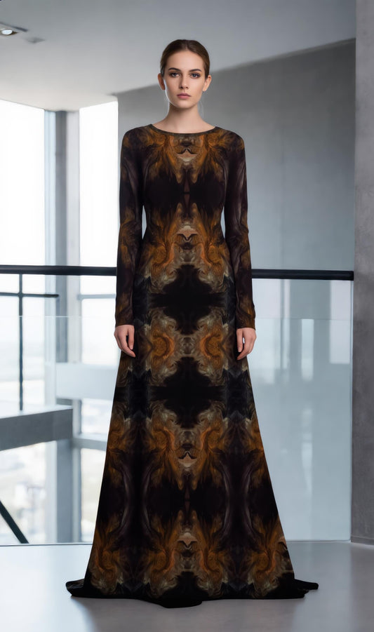 Abstract Print Mini Dress: Chic Long Sleeve Fall Fashion