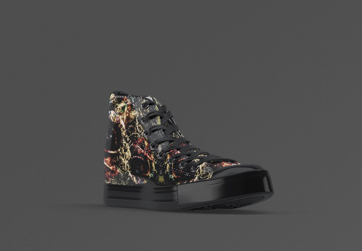 Men's Floral Canvas High Top Trainers: Avant-Garde Sneakers