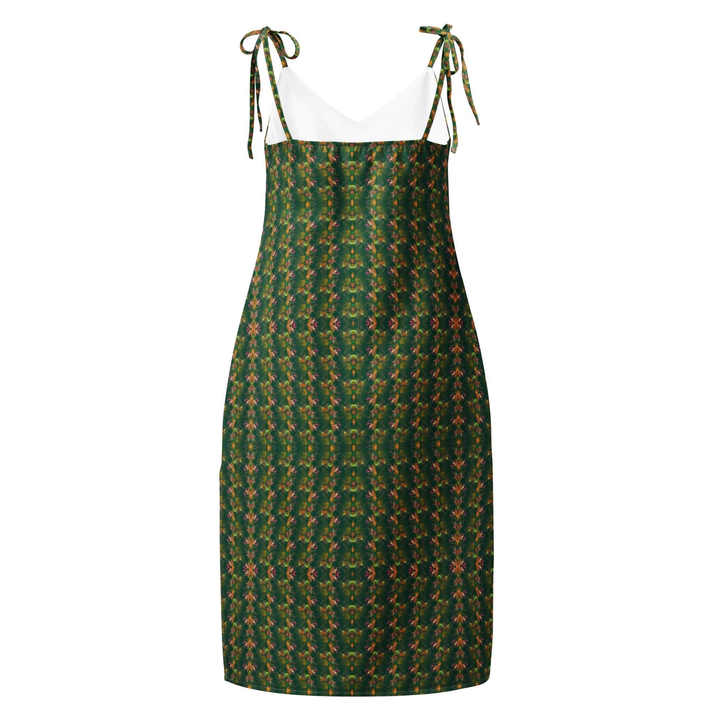 Emerald Earth-Tone Slip Dress | Sleeveless V-Neck Midi | Bohemian Garden Party Dress