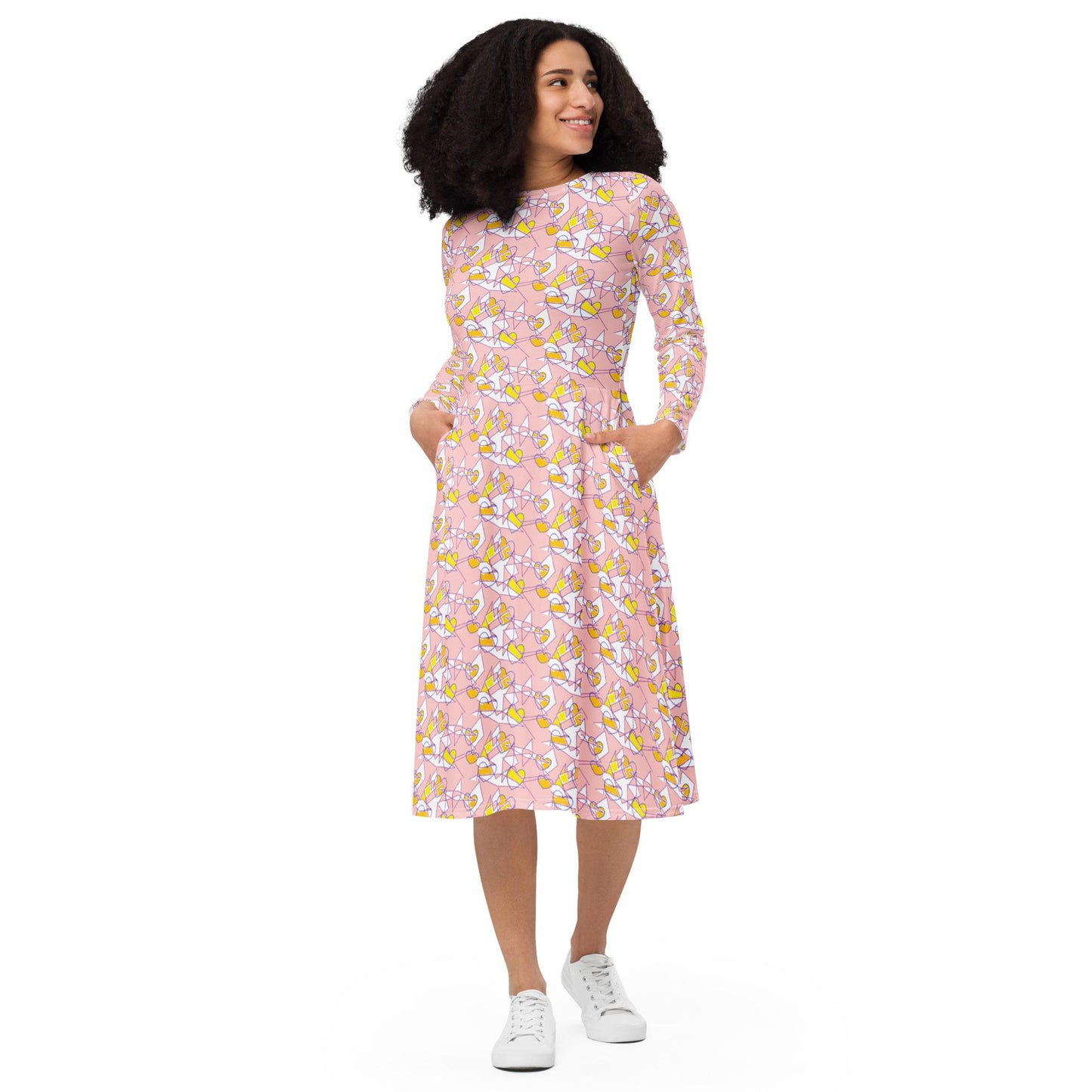 Pastel Pink Patterned Casual Dress
