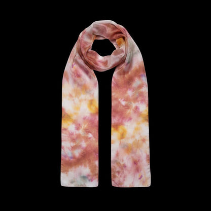 Handmade Ponge Silk Tie-Dyed Shawl | Golden Brown & Yellow