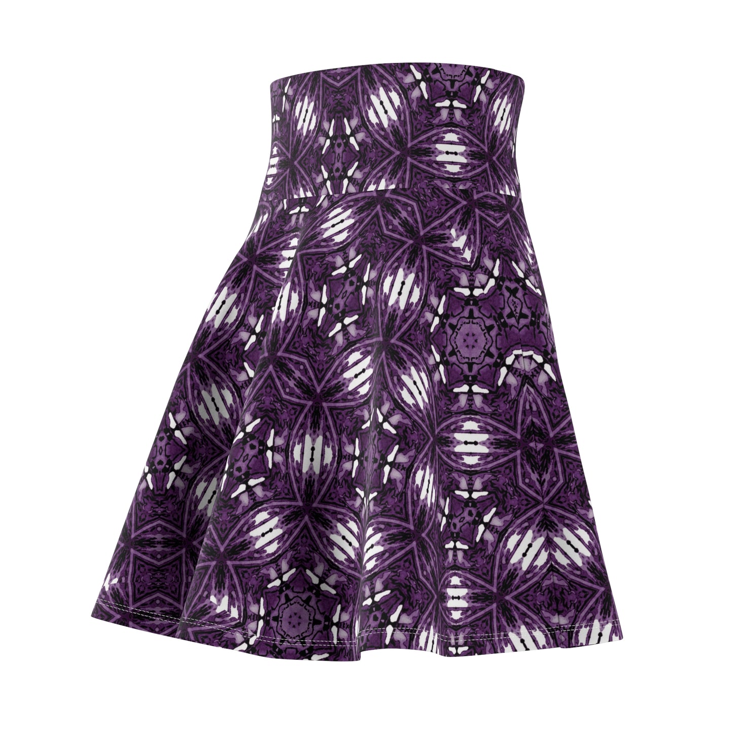Purple Kaleidoscope Skater Skirt — Abstract Mandala Print