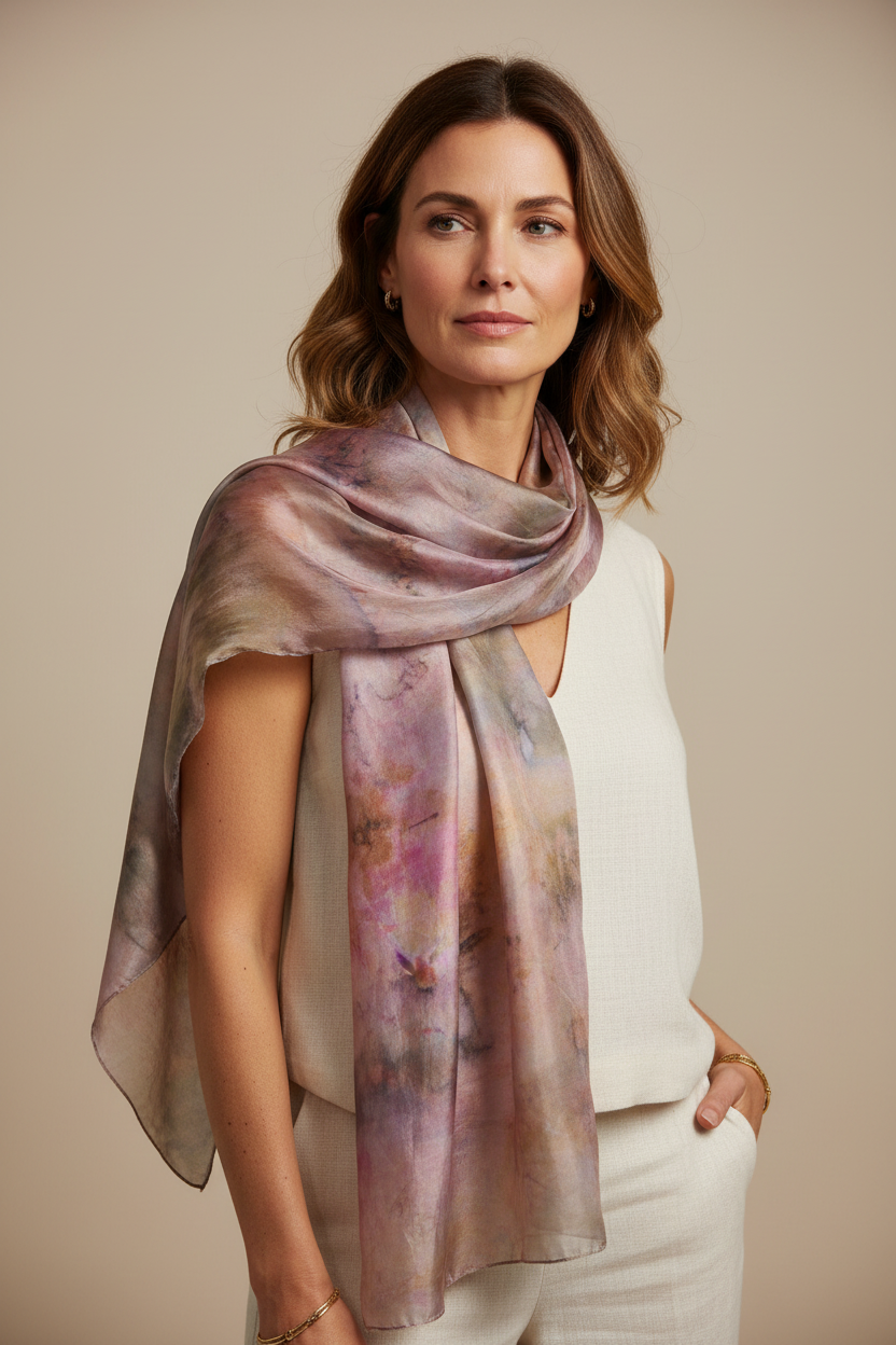 Hand-Dyed Silk Scarf: Lightweight Elegant Accessory