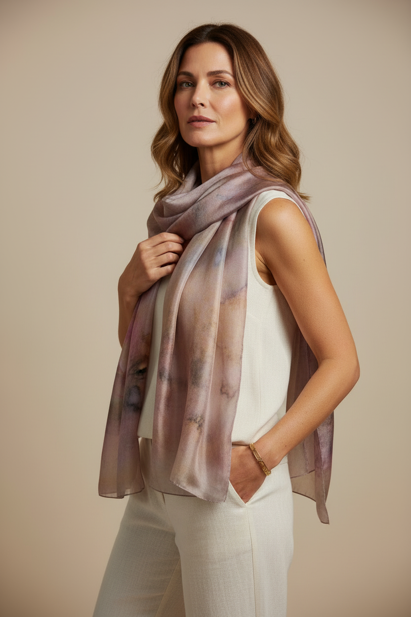 Hand-Dyed Silk Scarf: Lightweight Elegant Accessory
