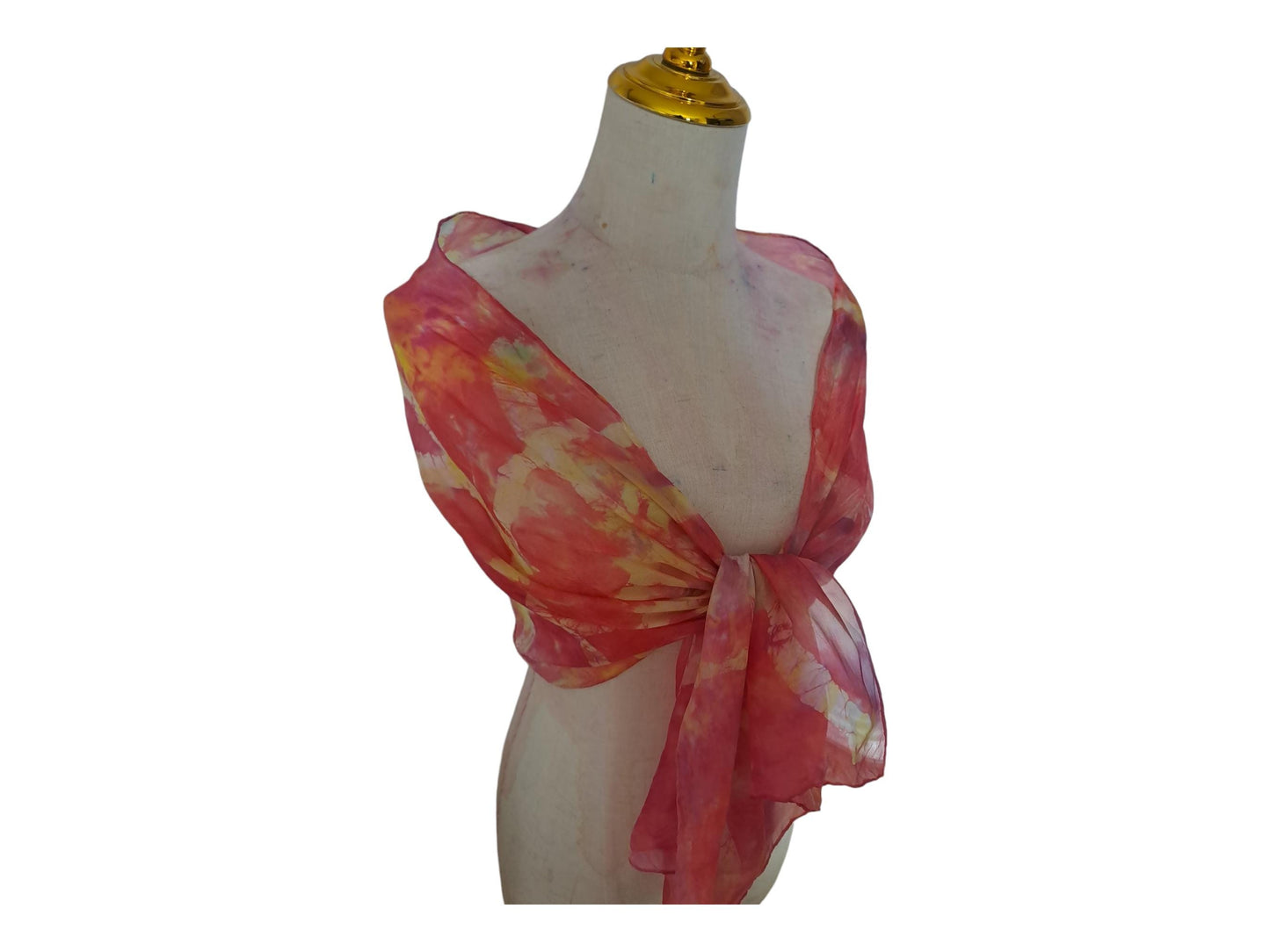 Orange Swirl Silk Scarf: Hand-Dyed Batik Boho Wrap